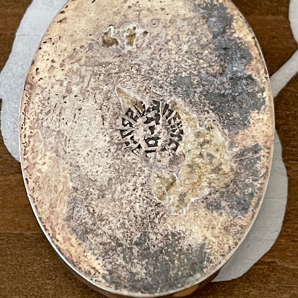 Vintage Mexican Sterling Silver Dried Flowers Amber Resin Pendant - Picture 6 of 11